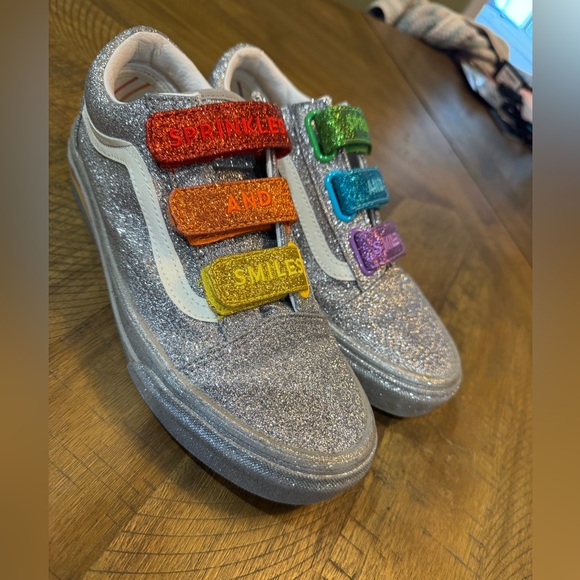 Vans X Amirah Kassem “Flour Shop” Silver Glitter Sprinkles And Smiles Sneakers - Picture 5 of 11